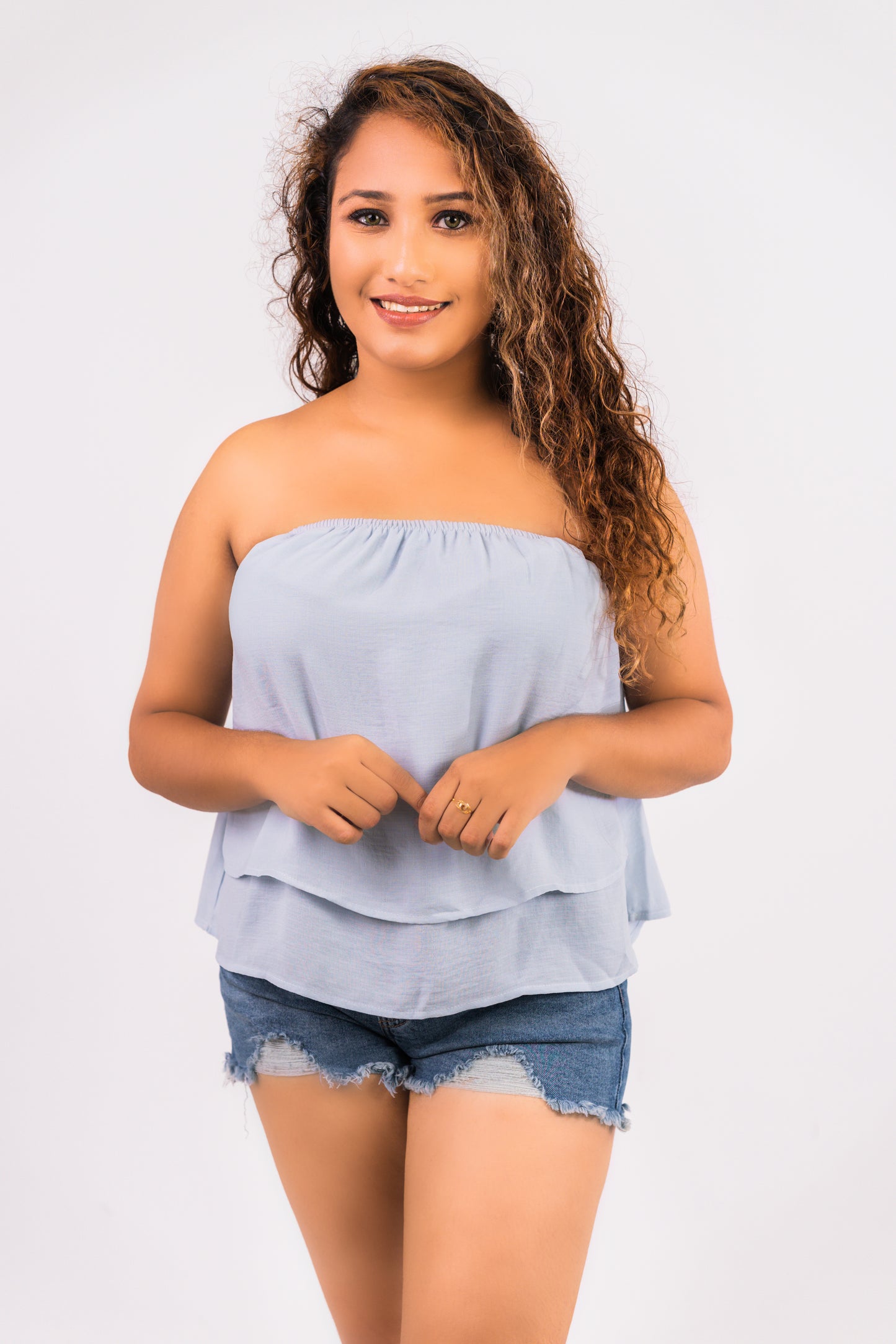 Women’s solid layered tube top