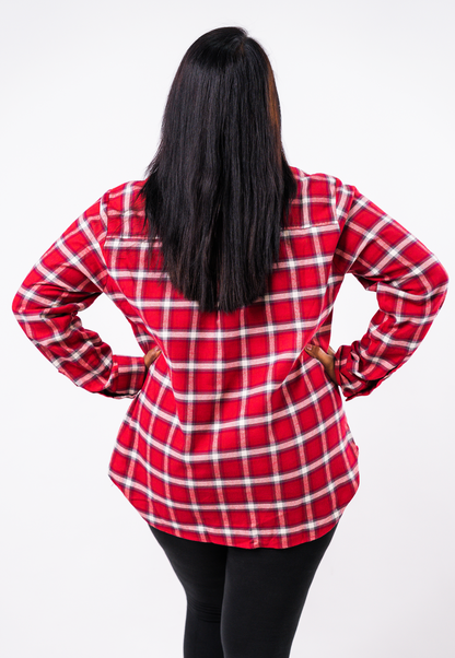 Women's oversized  plaid cotton shirt